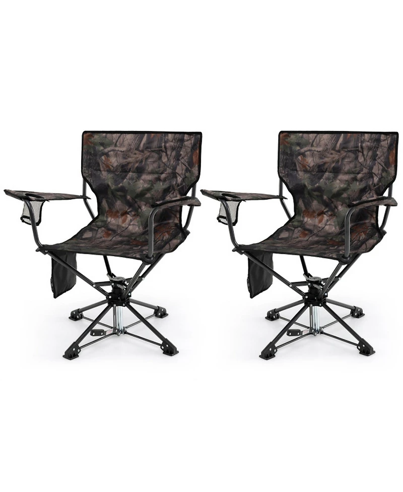 Sugift 360degree(s) Swivel Portable Foldable Hunting Chair Set of 2 with 600D Oxford Fabric
