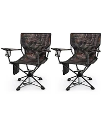 Sugift 360degree(s) Swivel Portable Foldable Hunting Chair Set of 2 with 600D Oxford Fabric