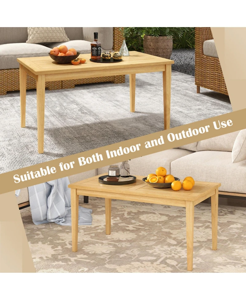 Clihome 20"x35.5" Outdoor Teak Wood Coffee Table with Slatted Top for Balcony