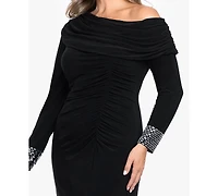 Betsy & Adam Plus Asymmetrical Neck Gown