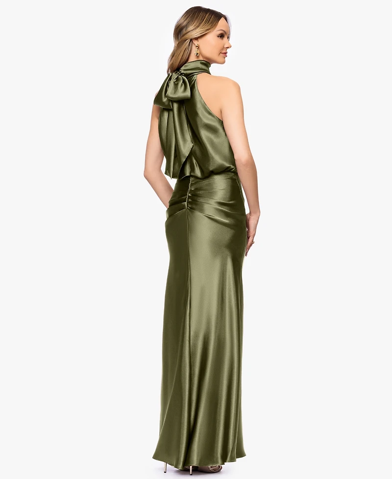 Betsy & Adam Petite Halter Neck Gown