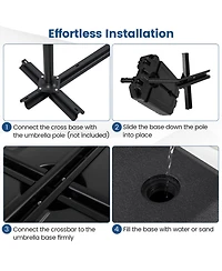 Sugift 165 Lbs Cantilever Umbrella Base with Wheels and Cross Base