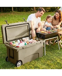 Gouun 75 Quart Portable Hard Cooler with 6 Day Ice Retention Wheels and Cup Holders