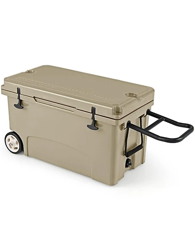 Gouun 75 Quart Portable Hard Cooler with 6 Day Ice Retention Wheels and Cup Holders