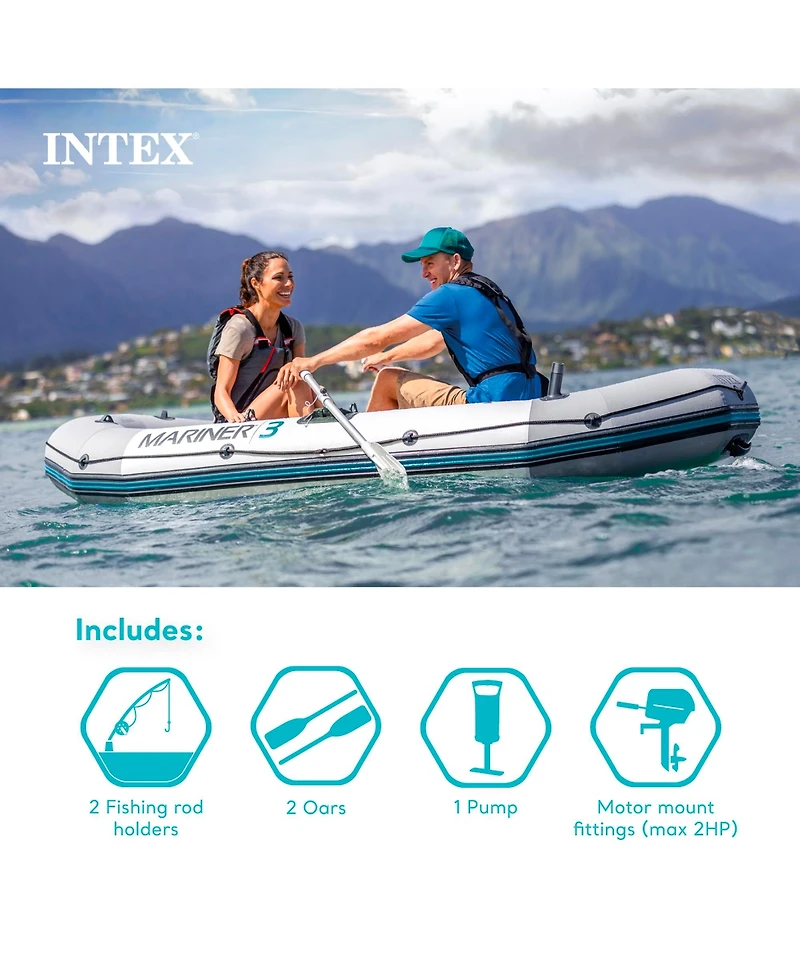 Intex 68373EP Mariner 3-Person Inflatable River/Lake Dinghy Boat and Oars Set