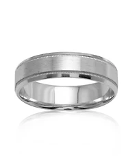 Men's 14k White Gold Ring, Engraved 6mm Band (Size 6-13)
