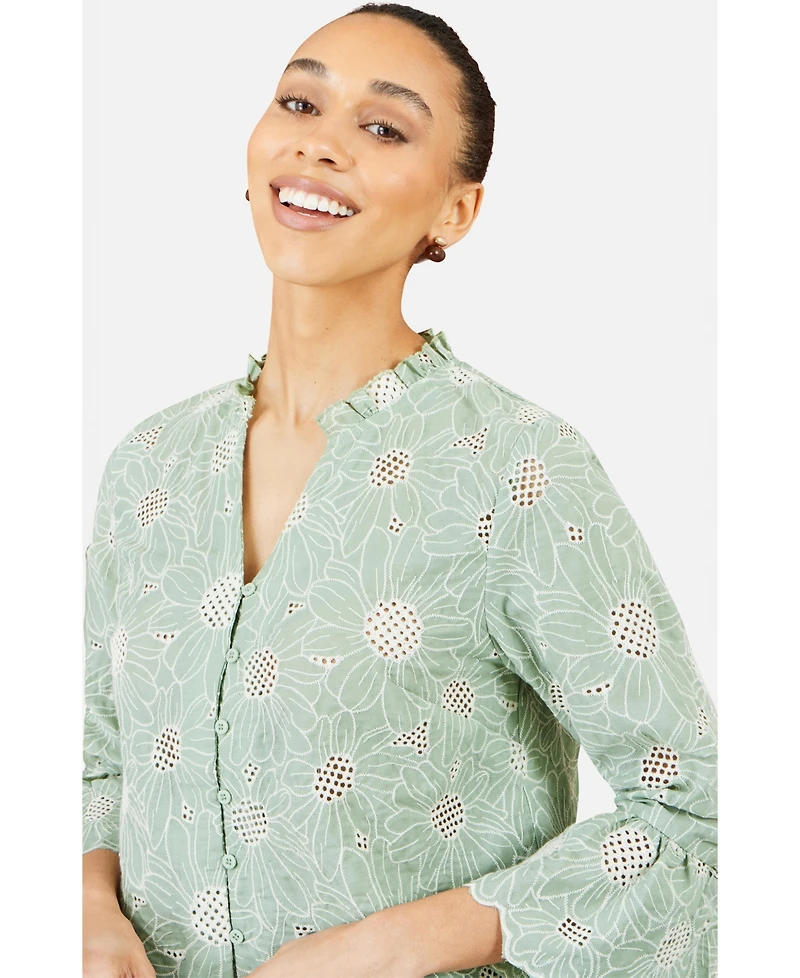 Yumi Women's 100% Cotton 3/4 Sleeve Shirt