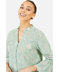 Yumi Women's 100% Cotton 3/4 Sleeve Shirt