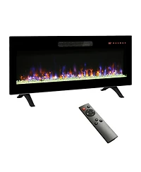 Clihome 36-42 inch Electric Fireplace Heater Recessed Wall-mounted w/ Rc, Ultra Thin Electric Fireplace