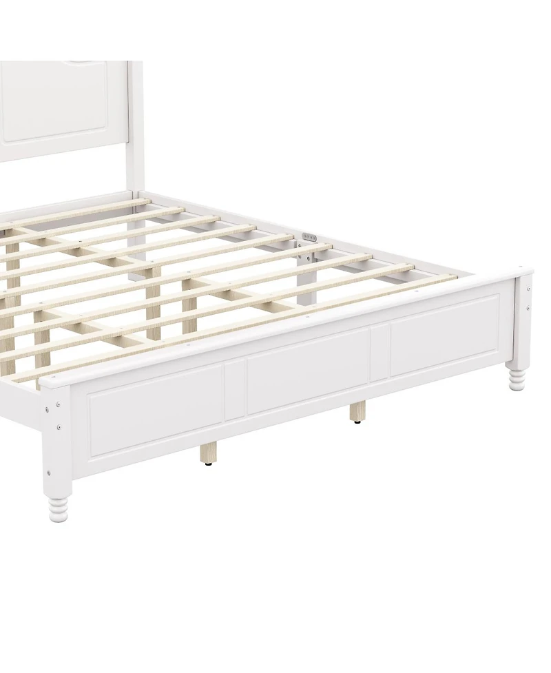 Streamdale Furniture King Size Retro Wave Platform Bed Frame with Wooden Slats