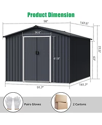 gaomon Outdoor Storage Shed, 12 x 8 feet Metal Aluminum Waterproof Tool Sheds with Frame Floor and Lockable Door, Storage Shed for Gardening Tools