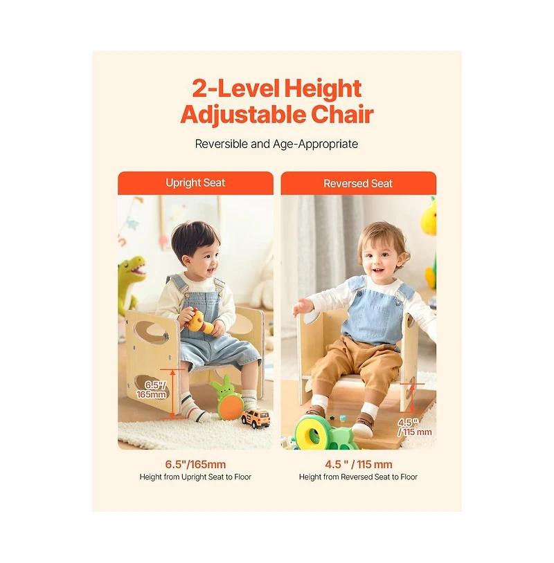 Sugift Montessori Weaning Table and Chair Set, Wooden Toddler Activity Table for Ages 1-5, Adjustable Height Reading Eating Chair