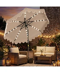 Sugift 9 Ft Patio Umbrella with Solar Led Lights and Weighted Base