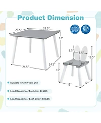 Gouun 3 Piece Kids Table and Chairs Set with Bunny Ear Backrest