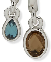 Anne Klein Silver-Tone 2 Row Blue Huggie Stone Drop Earrings