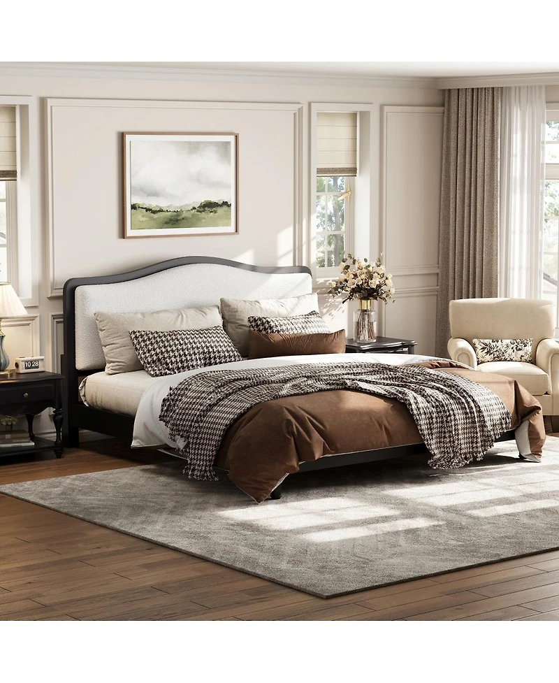 Streamdale Furniture King Size Platform Bed with Upholstered Headboard