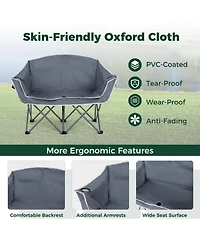 Sugift Portable Oversized Camping Loveseat Chair with Armrests and Cup Holders