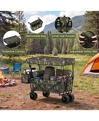 Sugift Collapsible Wagon with Removable Canopy and Detachable Storage Bag