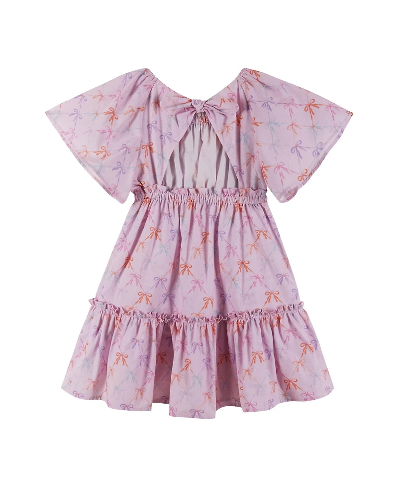 Andy & Evan Toddler Girls Flutter Sleeve Seersucker Bow Dress