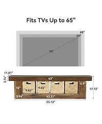 Tribesigns 63" Tv Stand with Storage Baskets, 2-Tier Entertainment Center for 55/60/65 Inches TVs, Farmhouse Wooden Media Console
