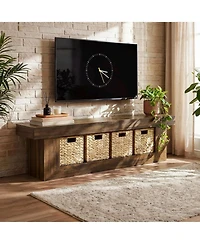 Tribesigns 63" Tv Stand with Storage Baskets, 2-Tier Entertainment Center for 55/60/65 Inches TVs, Farmhouse Wooden Media Console