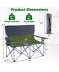 Sugift Double Camping Chair with Carry Bag and Cup Holders