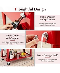 Sugift Portable Patio Cooler with Bottom Storage Shelf and Bottle Opener