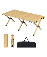 Sugift 48 inches Folding Camping Table with Carry Bag for Backyard