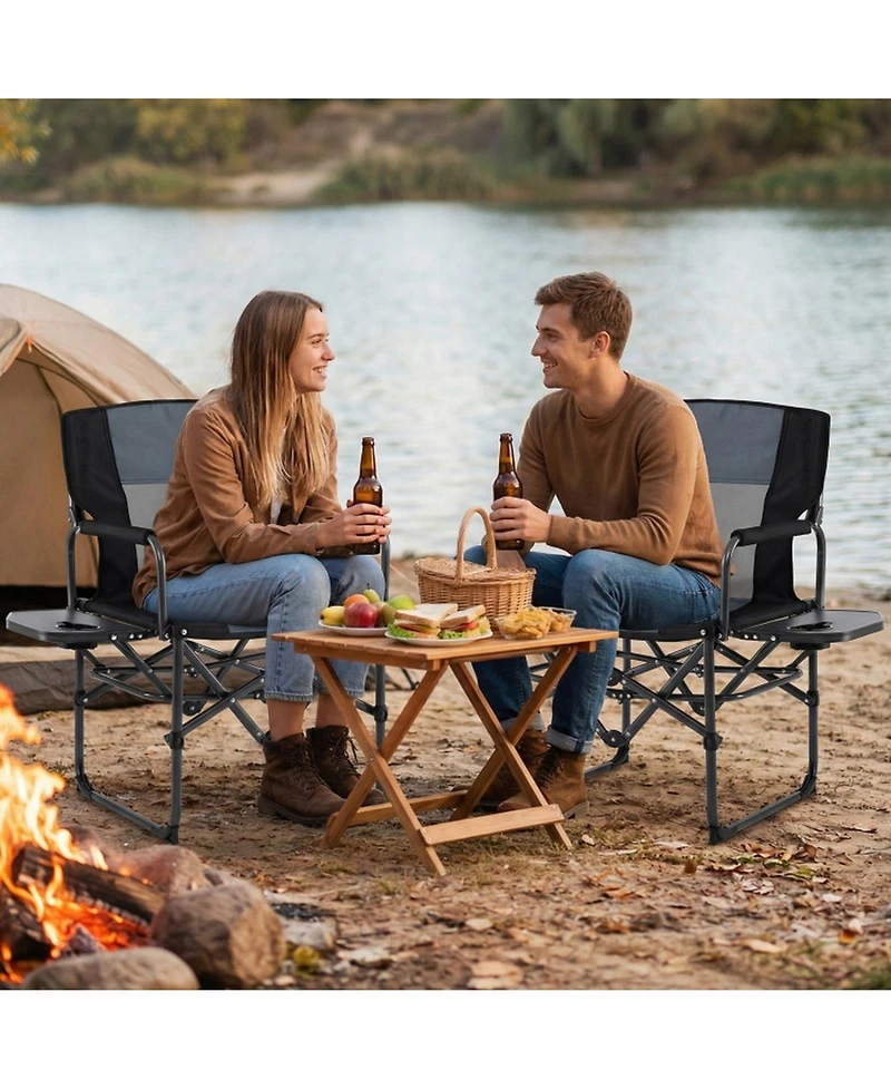 Sugift Folding Camping Chair with Flip-Up Side Table Cup Holder and Carrying Bag