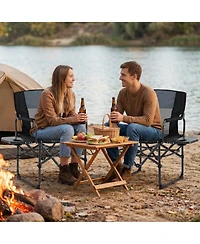 Sugift Folding Camping Chair with Flip-Up Side Table Cup Holder and Carrying Bag