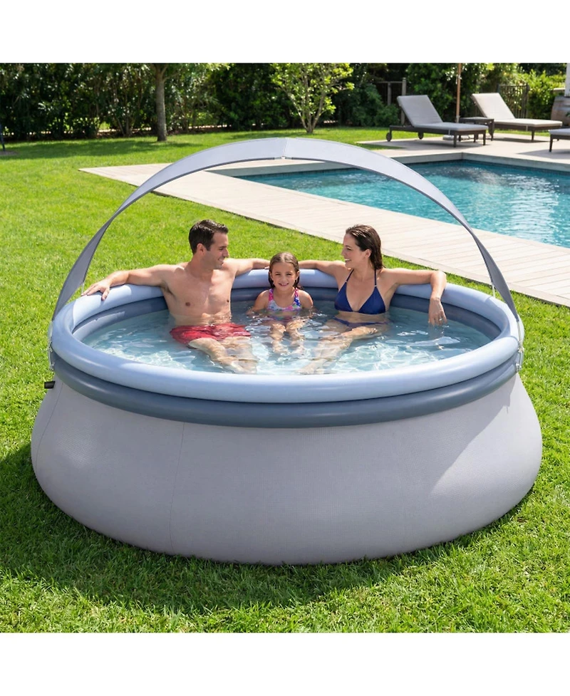 Sugift Inflatable Pool with Sunshade Canopy and 2 Air Chambers