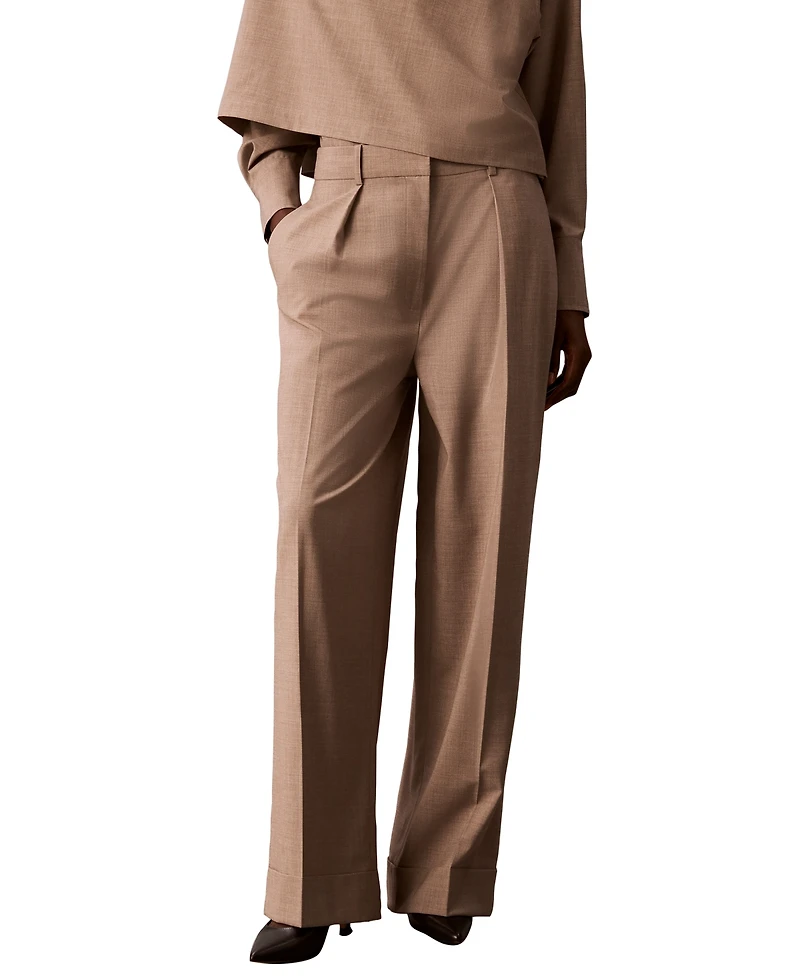 Calvin Klein Petite High-Rise Wide-Leg Pants