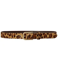 Lauren Ralph Leopard Print Leather Skinny Belt