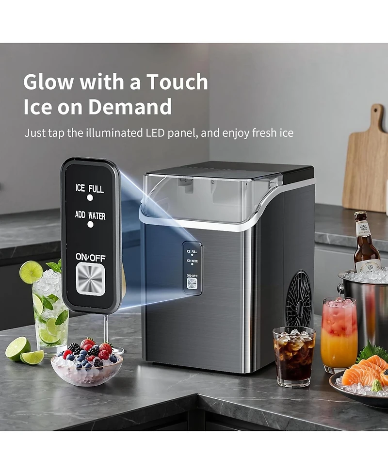 Cowsar Nugget Ice Maker, 33 lbs/Day Pebble Ice, Self-Cleaning