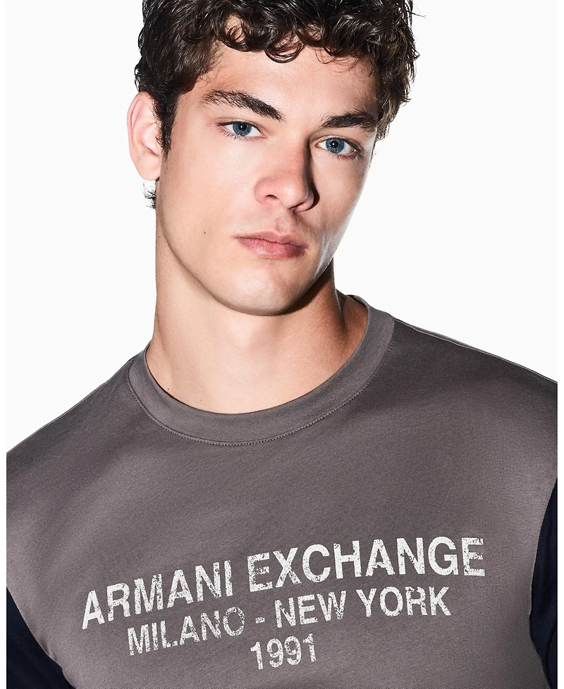 A|X Armani Exchange Men's Color Block Wording T-Shirt
