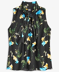 I.n.c. International Concepts Women's Sleeveless Floral-Print Ruffle Front Blouse, Macy's Exclusive