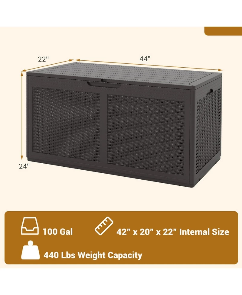 Gouun 100 Gallon Resin Outdoor Deck Box and Storage Bench with Rattan Texture