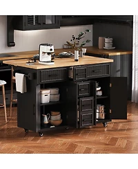 Streamdale Furniture 56.5'' Drop Leaf Kitchen Island with Power Outlet and Storage