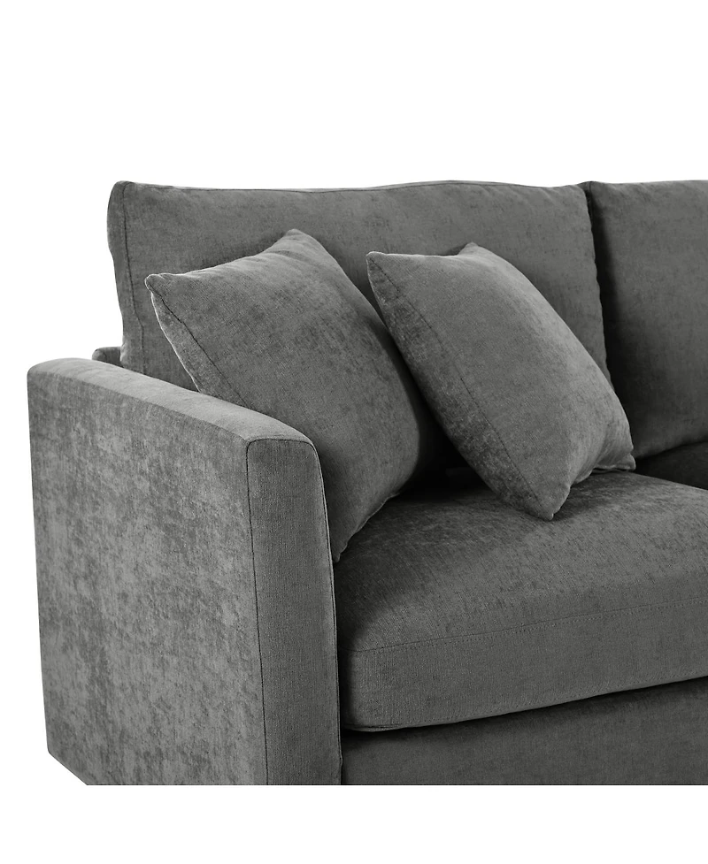 Streamdale Furniture 107'' 3-Piece Chenille Sectional Sofa with Curved Chaise and 3 Pillows