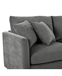 Streamdale Furniture 107'' 3-Piece Chenille Sectional Sofa with Curved Chaise and 3 Pillows