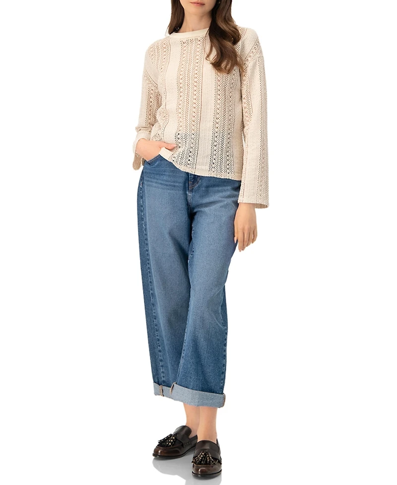Ivonne Women's Straight Jacquard Blouse