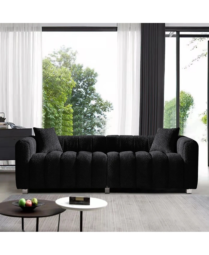 Streamdale Furniture Premium Velvet 3-Seater Sofa with Metal Legs and 2 Pillows