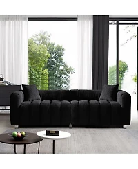 Streamdale Furniture Premium Velvet 3-Seater Sofa with Metal Legs and 2 Pillows