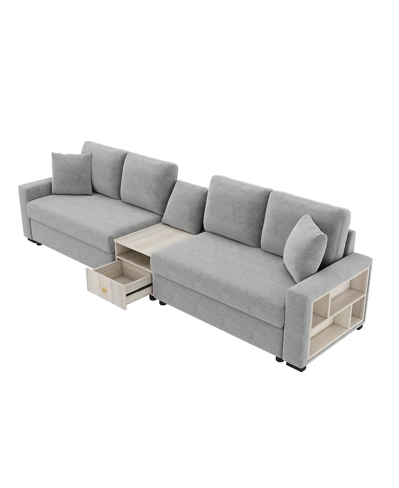 Streamdale Furniture Modern 127.9'' Modular Sofa with Storage Armrest and Console