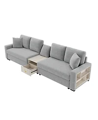 Streamdale Furniture Modern 127.9'' Modular Sofa with Storage Armrest and Console