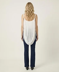 Modenaire Women's Draped Chiffon Sweetheart-Neck Tie-Strap Camisole Top