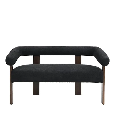 Streamdale Furniture Modern Curved Boucle Loveseat with Ergonomic Backrest and Rubberwood Legs