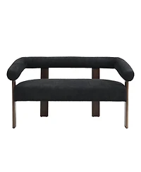 Streamdale Furniture Modern Curved Boucle Loveseat with Ergonomic Backrest and Rubberwood Legs