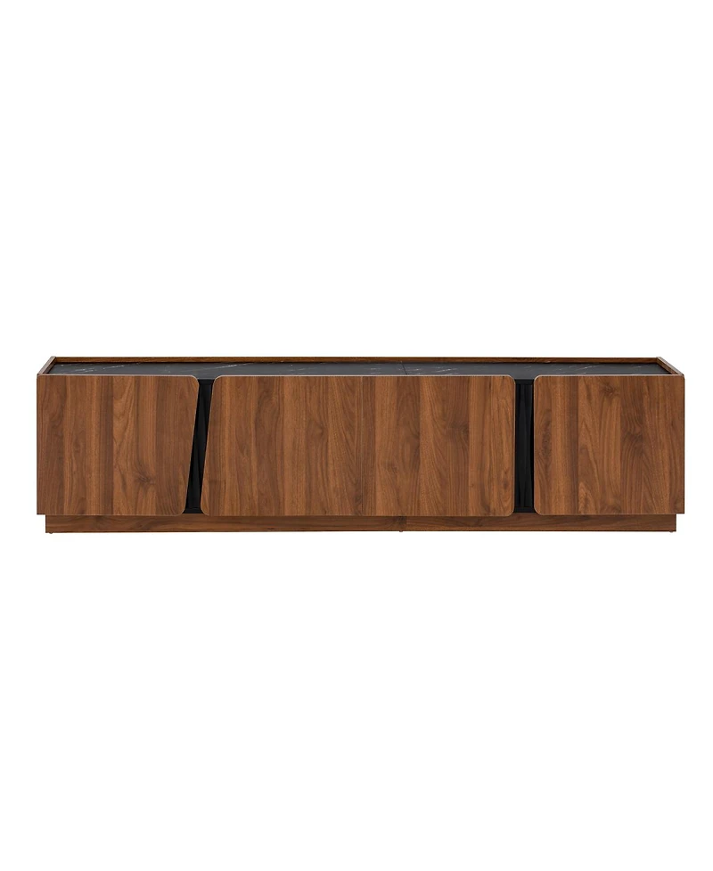 Streamdale Furniture Modern Storage Cabinet with Rounded Corners and Marble Top