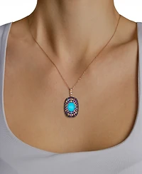 Le Vian Robin's Egg Blue Turquoise Cushion Cut Multi-Gemstone (2.47 ct. t.w.) & Nude Diamond (1/20 ct. t.w.) Pendant Necklace in 14k Strawberry Gold
